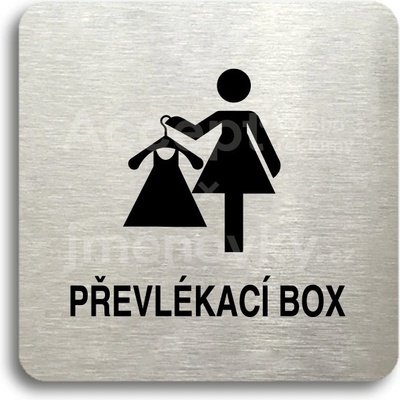 ACCEPT Piktogram převlékací box V - stříbrná tabulka - černý tisk bez rámečku