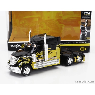 Maisto International Lonestar Tractor Truck 3-assi 2010 čierna žltá 1:64