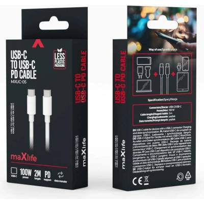 Maxlife MXUC-06 USB-C/USB-C 100W, 2m, bílý