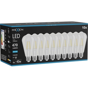 Mexen Vintis 10x LED нажежаема жичка крушка E27, ST64, 4W, Студена - 6500K, 470 lm, (L152-E27-0465-00x10)