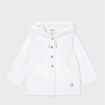 MAYORAL Яке ветровка за мини момиче в бяло с качулка и копчета Майорал