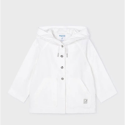 MAYORAL Яке ветровка за мини момиче в бяло с качулка и копчета Майорал