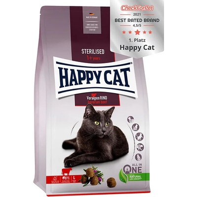 Happy Cat Sterilised Adult Bavarian Beef - Суха храна за котки с баварско говеждо месо и с ценни билки