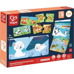 Hape Образователен пъзел Hape International - Семействата на животните, 36 части (H1664) - baby