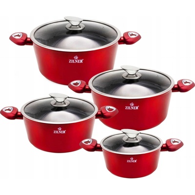 Zilner Sada hrncov CHERRY RED z hliníka, 8 kusov