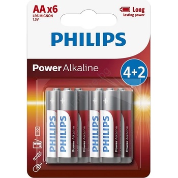 Philips LR6P6BP/10 - 6 ks Алкална батерия AA POWER ALKALINE 1, 5V 2600mAhV (P2201)