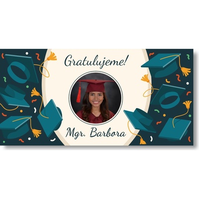 Personal Promočný banner s fotkou - Graduation caps Rozmer banner: 130 x 65 cm