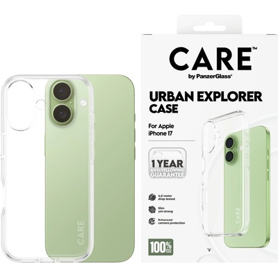 Panzer Гръб Care by PanzerGlass за iPhone 17, Flagship Case Transparent Urban Explorer w. Clear Frame