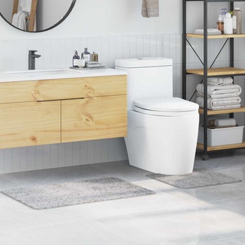 vidaXL Комплект антислип килими за баня 2 pcs Сив ПП (4019855)