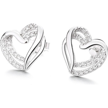 DELIS Сребърни обеци 925, jw829, модел сърце, родиево покритие (jw829)