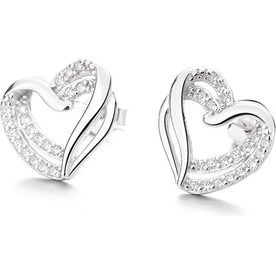 DELIS Сребърни обеци 925, jw829, модел сърце, родиево покритие (jw829)