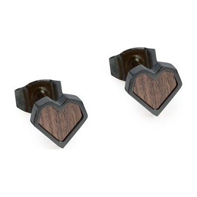 BeWooden dámske náušnice s dreveným detailom Apis Nox Heart JWE39