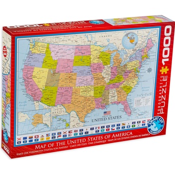 EUROGRAPHICS Пъзел Eurographics от 1000 части - Карта на Съединените щати (EG60000788)