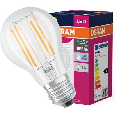 Osram Žiarovka LED FIL 075 ean8683 non-dim, 7,5W/840 E27 4000K Value CLASSIC A