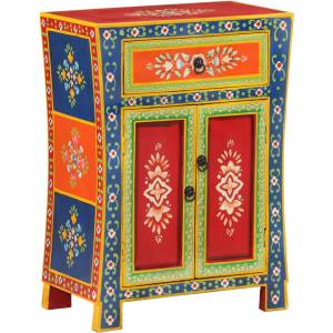 vidaXL Ръчно декориран бюфет, 54x30x74 см, дърво манго масив (352053)