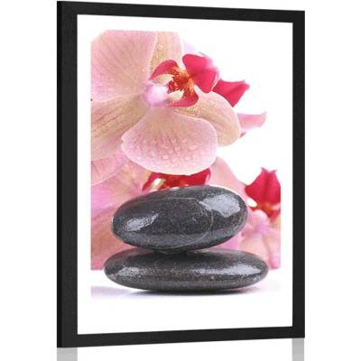 Plakát s paspartou SPA kameny a orchidej - 40x60 black