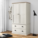 vidaXL Гардероб VIGO, бял, 90x55x170 см, бор масив (353164)