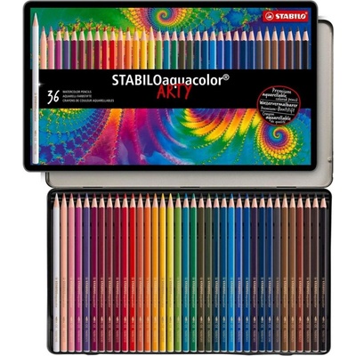 STABILO Pastelky akvarelové STABILOaquacolor, 36 ks ARTY v kovové krabičce