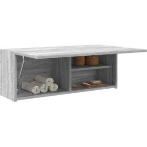 vidaXL Стенен шкаф за баня, сив сонома, 80x25x30 см, инженерно дърво (860081)