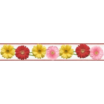IMPOL TRADE B 83-09 Samolepiaca bordúra gerbery, rozmer 5 m x 8,3 cm