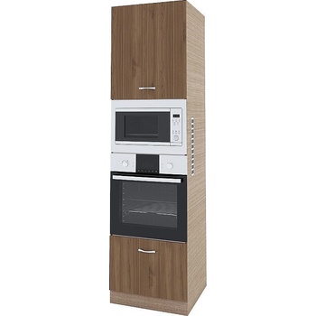 ИРИМ Колонен шкаф с четири врати за вградени фурна и микровълнова фурна Сити МО-48 мока / орех адмирал 60 см