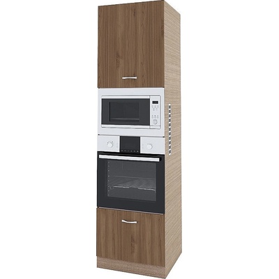 ИРИМ Колонен шкаф с четири врати за вградени фурна и микровълнова фурна Сити МО-48 мока / орех адмирал 60 см