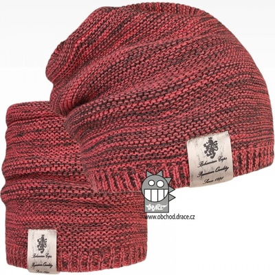 Dráče čepice pletená a nákrčník Colors set vzor 31 lososová melír