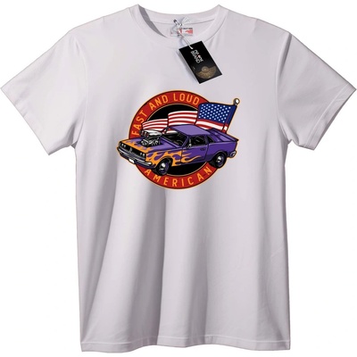 NOONEBRAND Тениска Бърз и шумен американски автомобил - 2XL, White