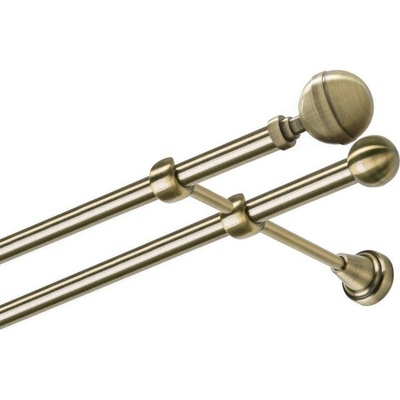 OK-GarnýžeCZ Garnýž kovová dvouřadá 16mm Kalisto mosaz 330 cm do stěny / na tunýlek - bez kroužků