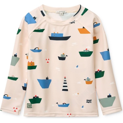 LIEWOOD Детска ликра LIEWOOD Kid's Noah Printed Longsleeve Swim Tee Lycra - Sailing / Sandy - размер 134 (EU) (750-2489-0118)
