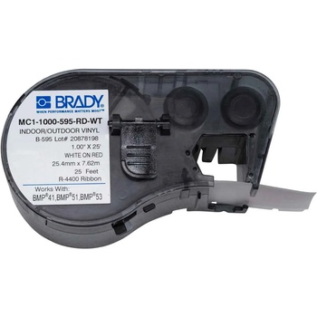 Brady MC1-1000-595-RD-WT / 131596, лепилна лента 25.40 mm x 7.62 m (MC1-1000-595-RD-WT)