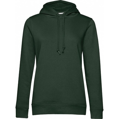 B&C dámská mikina s kapucňou Organic women fľaškovo zelená