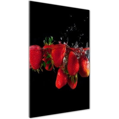 Vertikálny foto obraz sklenený Jahody vo vode 50x100 cm
