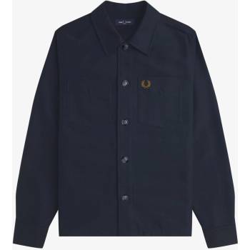 Fred Perry Риза с дълъг ръкав Fred Perry Men's Brushed Twill Cotton Long Sleeve Overshirt - Navy 608