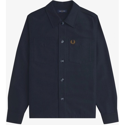 Fred Perry Риза с дълъг ръкав Fred Perry Men's Brushed Twill Cotton Long Sleeve Overshirt - Navy 608