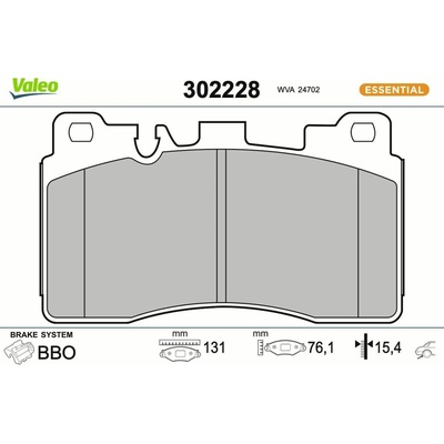 Sada brzdových platničiek kotúčovej brzdy VALEO ESSENTIAL 302228