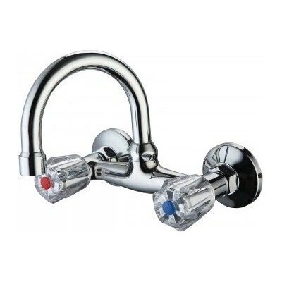 Месингов смесител ДУНАВ icf 5018719 7117 - стенен, хром, двойни ръкохватки (icf 5018719 7117)