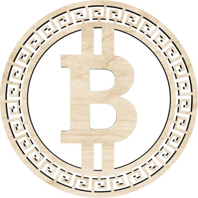 DREVENÝ BITCOIN OBRAZ - 30cm, Svetlá