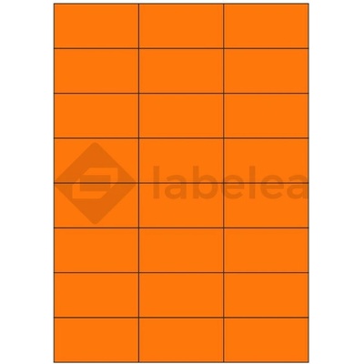 Labelea Samolepiace etikety 70x37 mm signálne farebné papierové, na hárku A4, pre laserovú tlač, Farba etikiet Signálna oranžová, Počet hárkov v balení 100 EPY070037SO024S