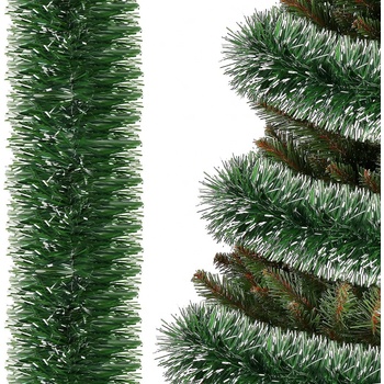 SPRINGOS Vianočná reťaz Girlanda Premium 3m zelená zasnežená