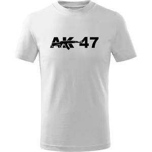 DRAGOWA детска тениска с къс ръкав ak47, бяла (7099)