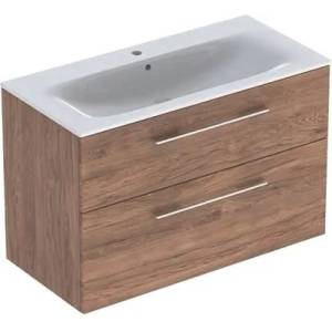 Geberit Комплект стенен шкаф и мивка Geberit Selnova от орех, 2 чекмеджета, 100 см (501.246.00.1)