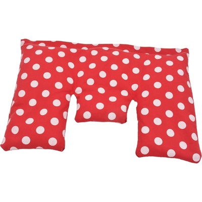 TORF Възглавница за врата с пшенично зърно, червено-бяла на точки, голяма, 40 x 25 см
