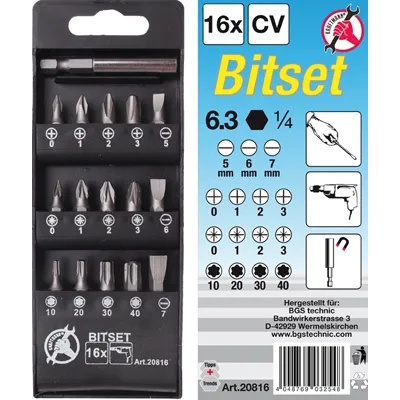BGS technic Комплект битове 1/4, 16 бр. ; bgs technic, 20816