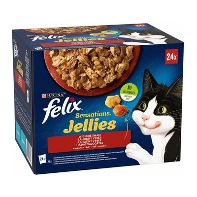 Felix Sensations Jellies hovädzie, kuracie, kachna, jahňacie 24 x 85 g