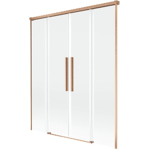 Mexen Rox душ параван, 2-крилен, плъзгащ се, 160 x 150 см, прозрачен, четкана мед (8C9-160-002-65-00)