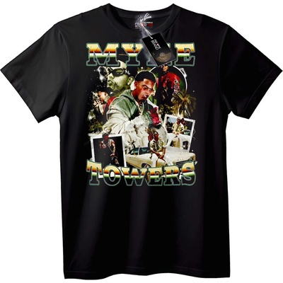 NOONEBRAND Тениска Myke Towers Градска - 7XL, White