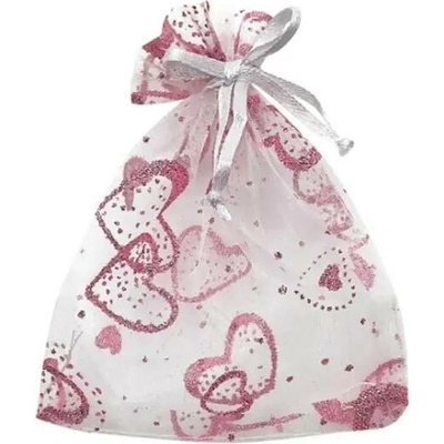 Anděl Dárkový sáček organza bílý se srdíčky 9x12cm