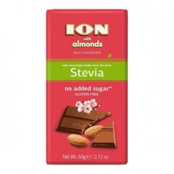 ION Шоколад със стевия млечен с цели бадеми ion 60гр