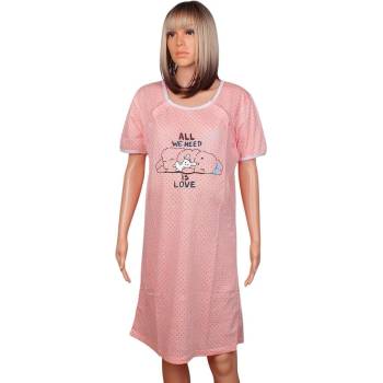 Нощница за кърмачки в цвят пудра със зайче